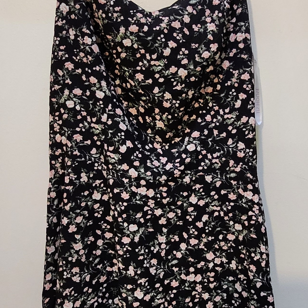 Floral black print spaghetti strap maxi dress size 12